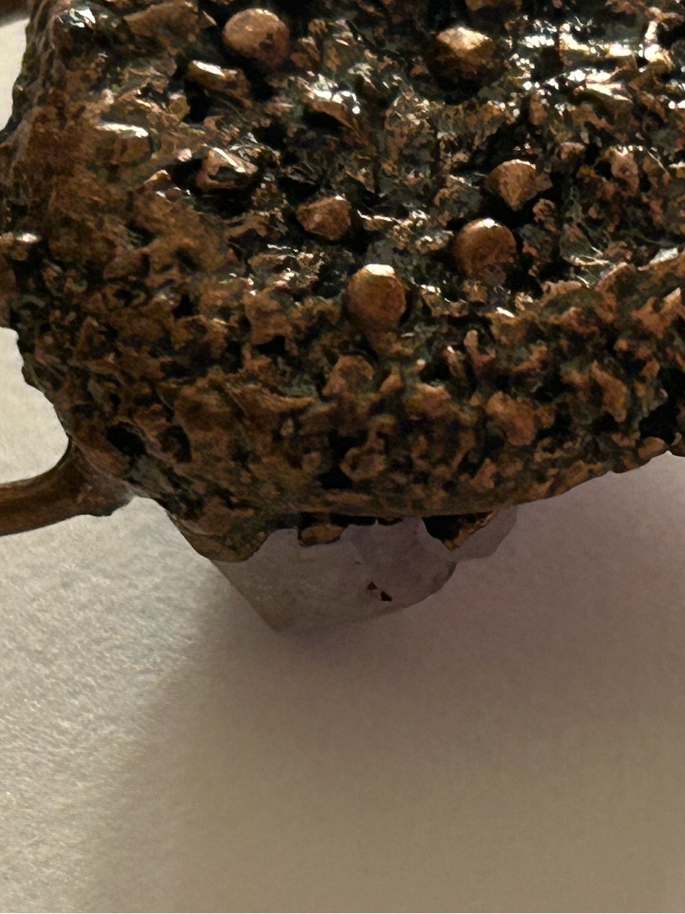 NWOT Necklace Artisan Amethyst crystals, Brutalist copper sculpture, chain - Picture 10 of 12